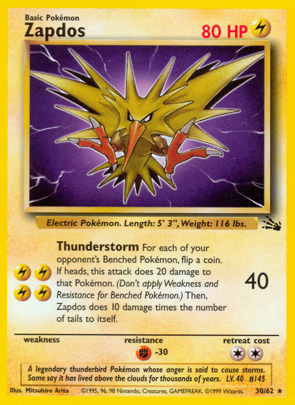 Fossil set Non Holo Zapdos #30/62 unlimited